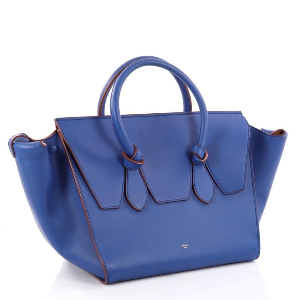 CÉLINE PARIS Royal Blue Calfskin Leather Tie Knot Tote